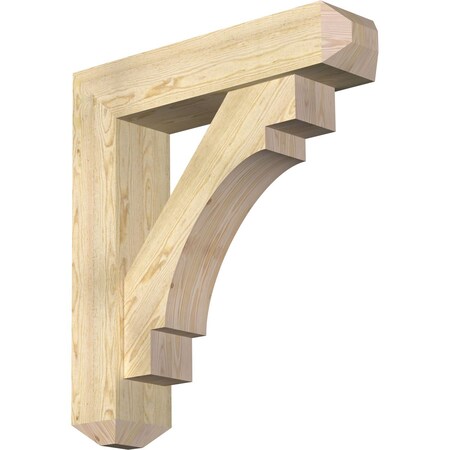 Ekena Millwork Merced Craftsman Rough Sawn Bracket w/ Offset Brace, Douglas Fir, 8"W x 34"D x 38"H BKT0806X34X38MRC04RDF